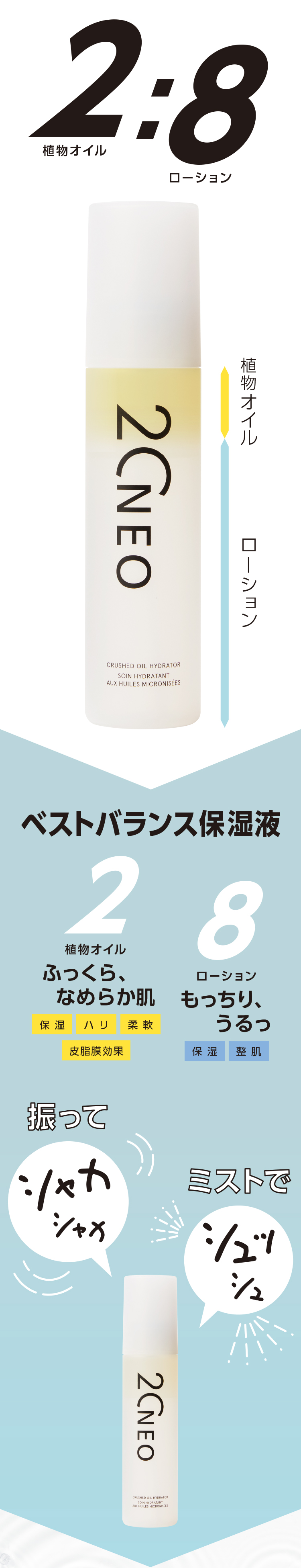 植物オイル2とローション8のベストバランス保湿液20NEO
